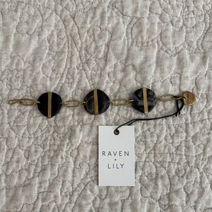 Raven + Lily Black and Gold Circular Bracelet, NWT